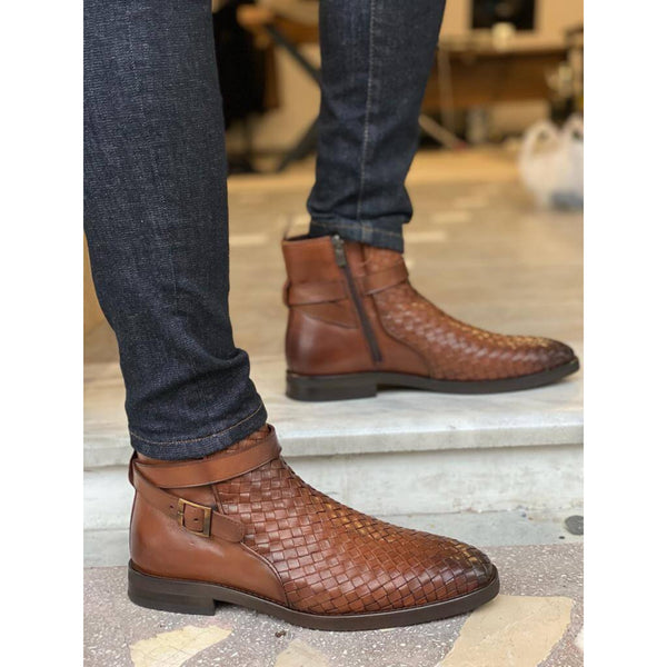 Handwoven Camel Leather Chelsea Boots – Luxe Edition | Luxe & Craft