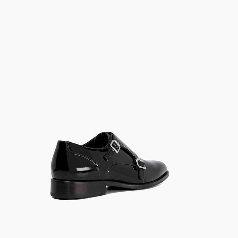 Black Patent Dual Monk Strap Shoes - Round Toe | Luxe&Craft