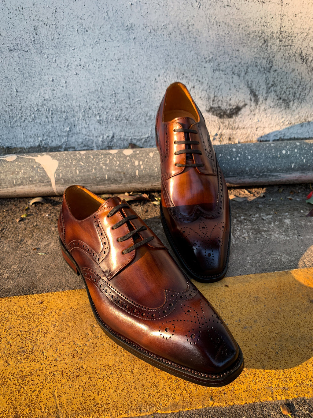 Brown Patina Lace Up Brogue Shoes | LUXE & CRAFT