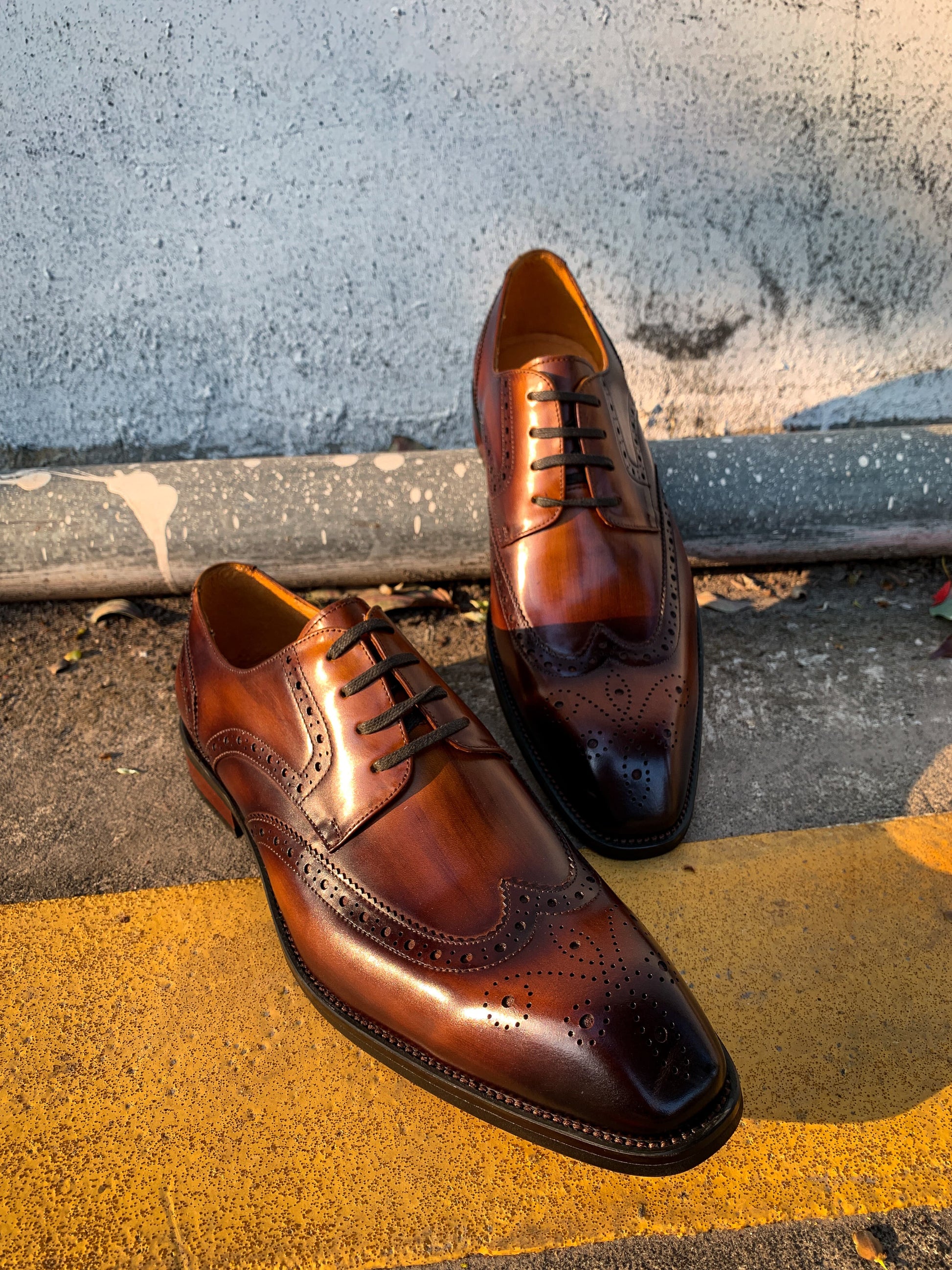 Brown Patina Lace Up Brogue Shoes | LUXE & CRAFT