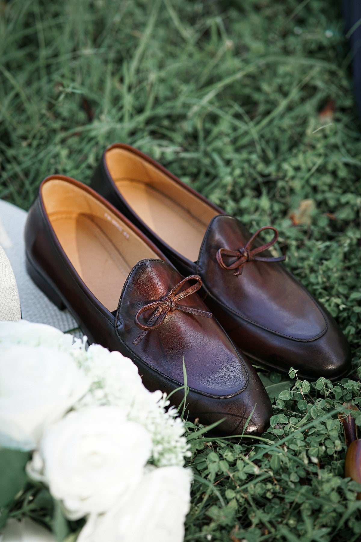 Dark Brown Hand Painted Patina Casual Wedding Tassel Slip On Loafers | LUXE & CRAFT
