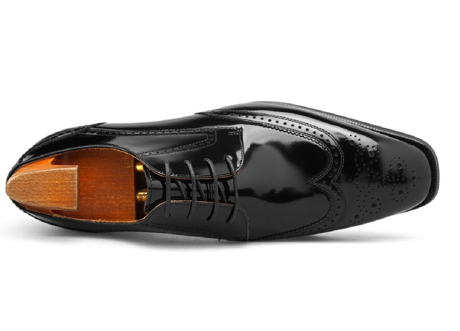 Black Patent Lace Up Brogue Shoes | LUXE & CRAFT
