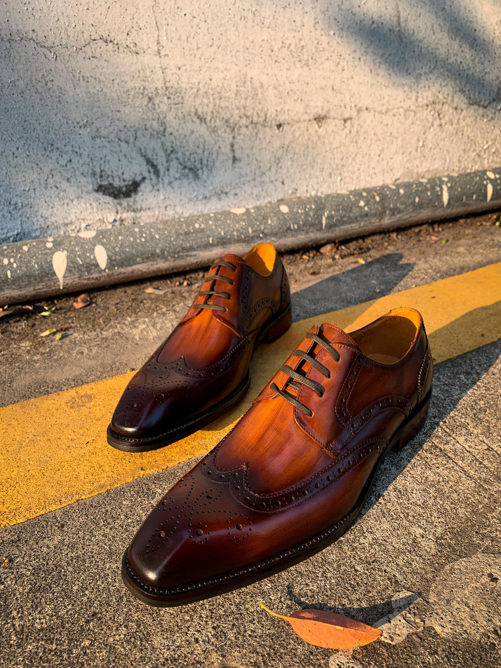 Brown Patina Lace Up Brogue Shoes | LUXE & CRAFT