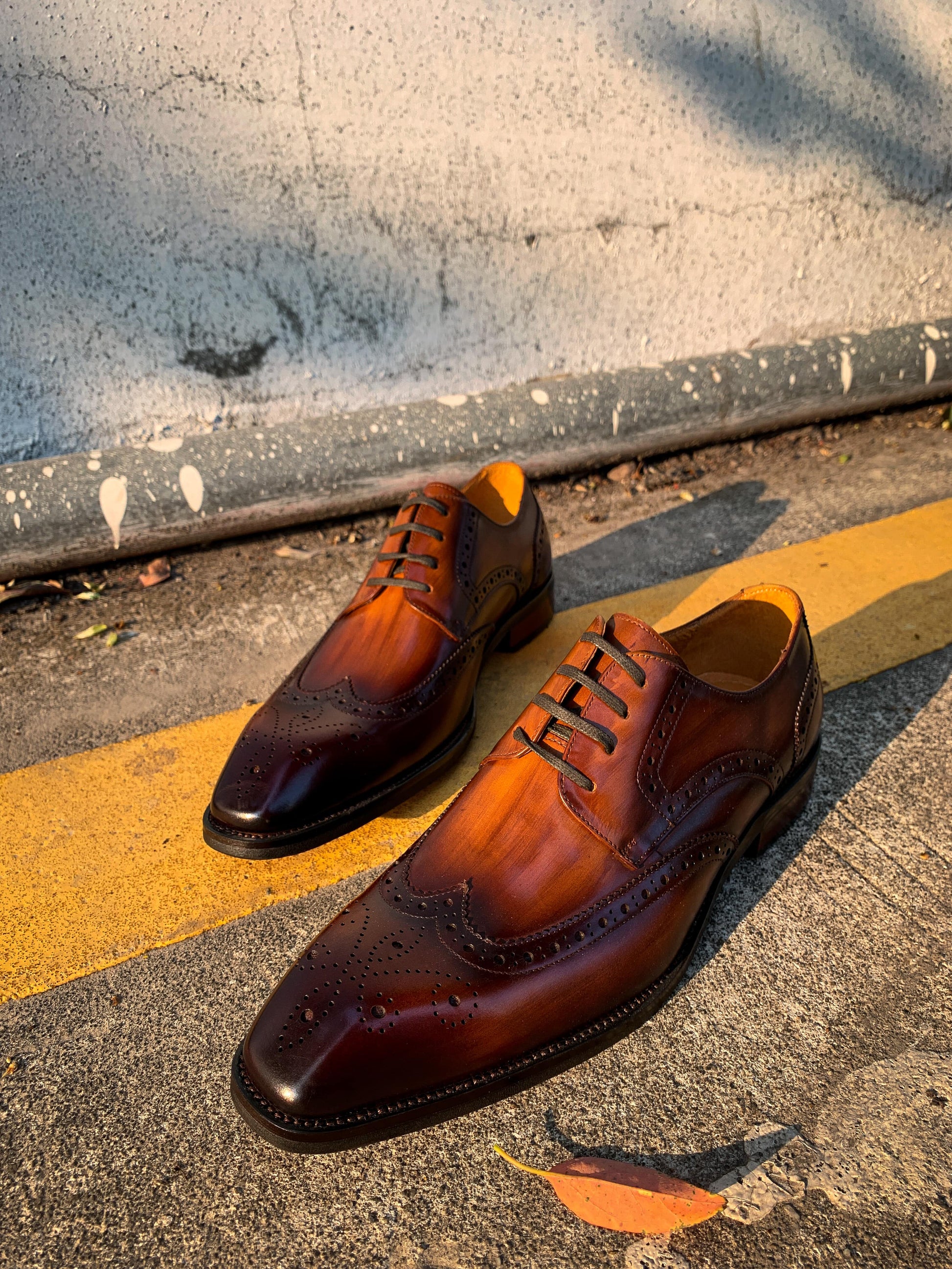 Brown Patina Lace Up Brogue Shoes | LUXE & CRAFT
