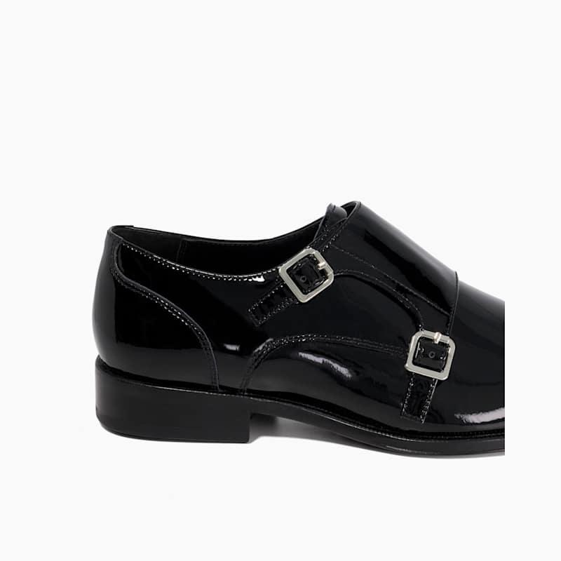 Black Patent Dual Monk Strap Shoes - Round Toe | Luxe&Craft