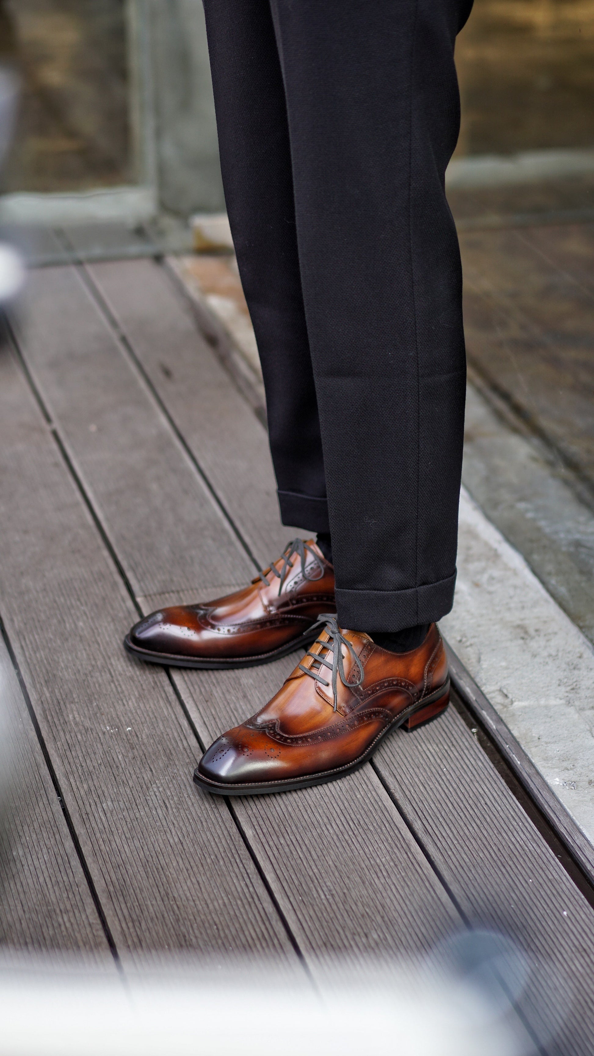 Brown Patina Lace Up Brogue Shoes | LUXE & CRAFT