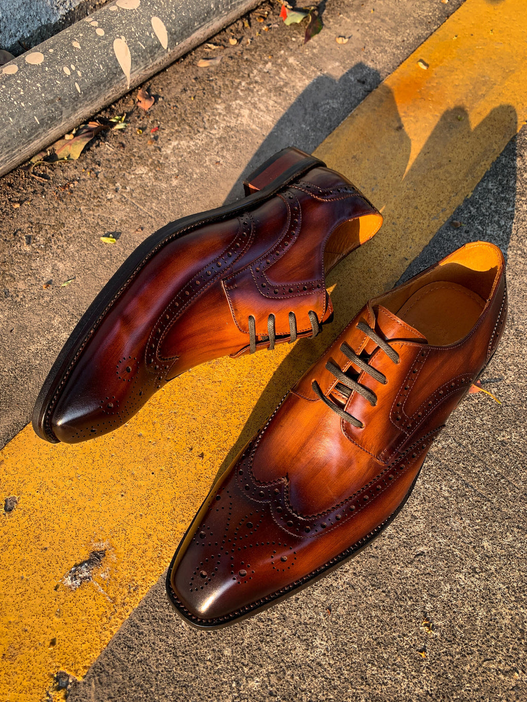 Brown Patina Lace Up Brogue Shoes | LUXE & CRAFT