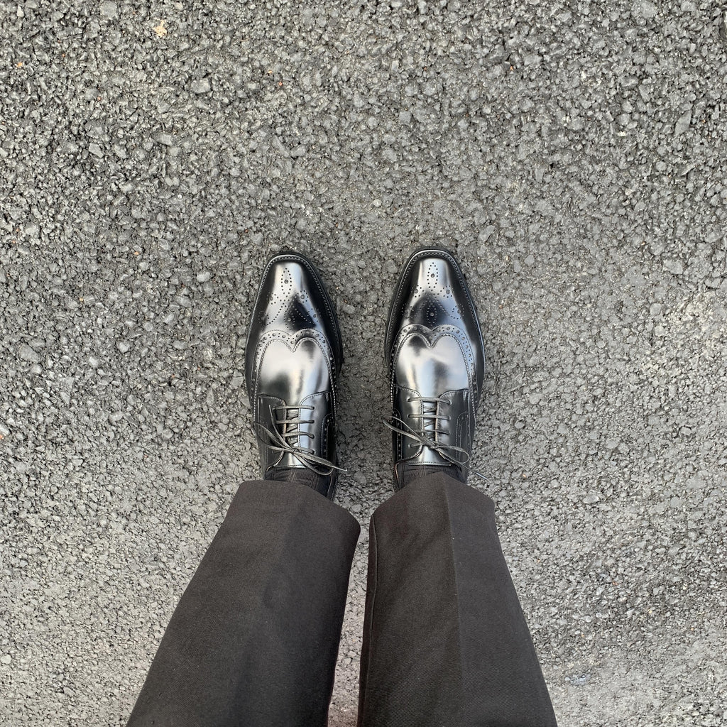Black Lace Up Brogue Shoes | LUXE & CRAFT
