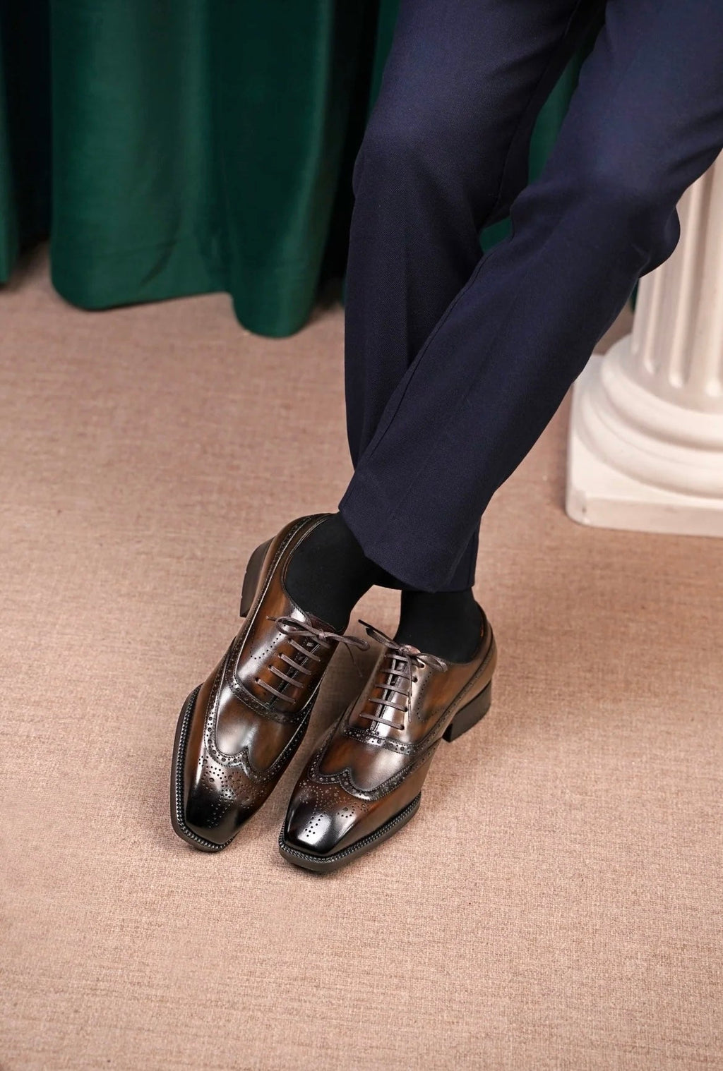 Brown Full Oxford Brogue Shoes | LUXE & CRAFT