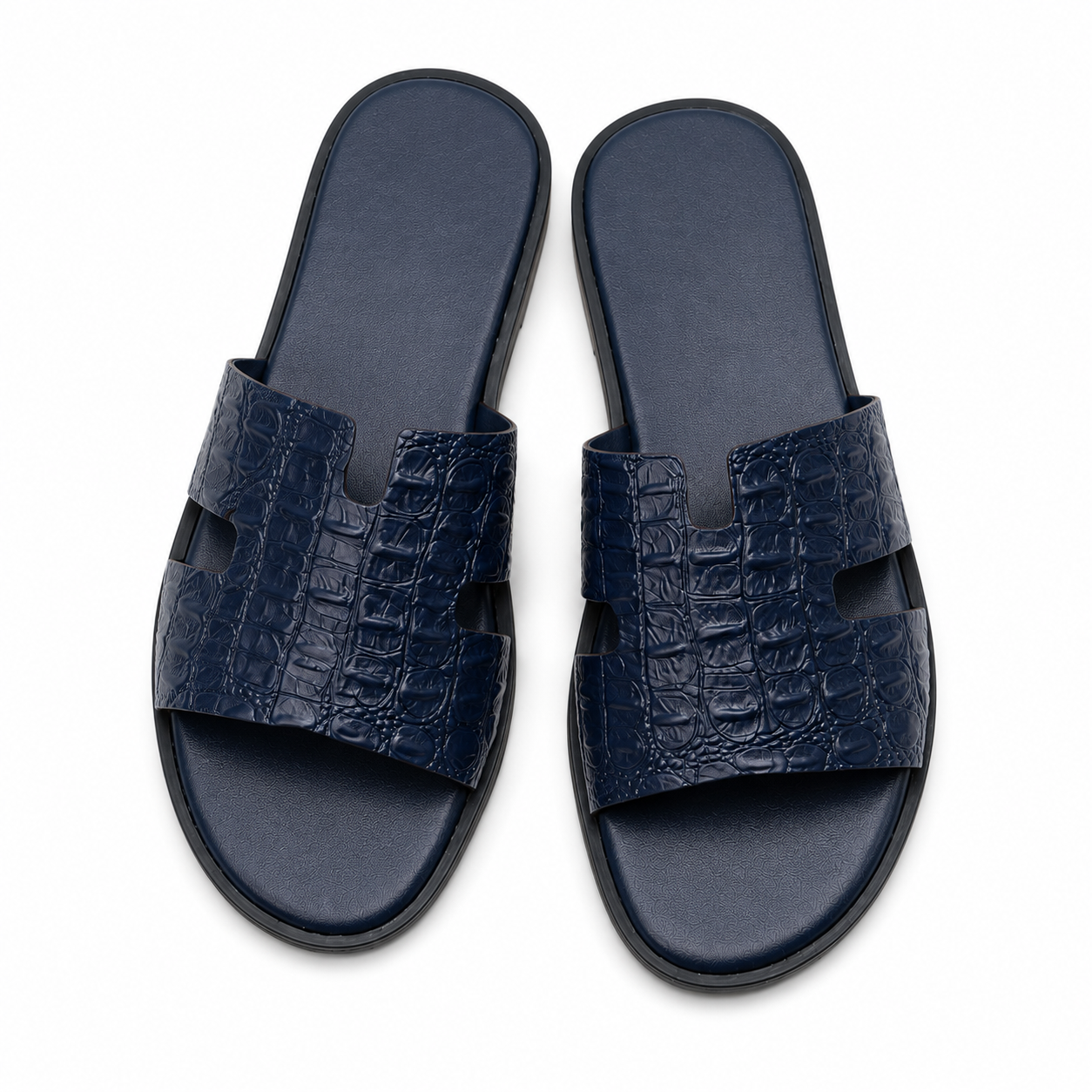 Austin Mens Slippers in Blue Reptile Leather | LUXE & CRATFS