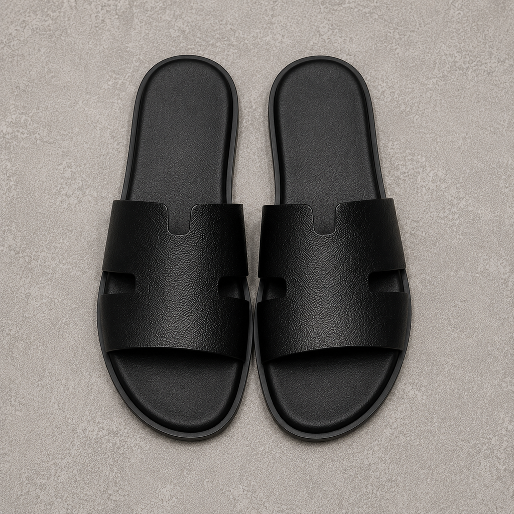 Austin Mens Slippers in Black Milled Leather | LUXE & CRATFS