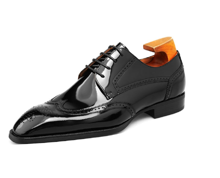Black Patent Lace Up Brogue Shoes | LUXE & CRAFT