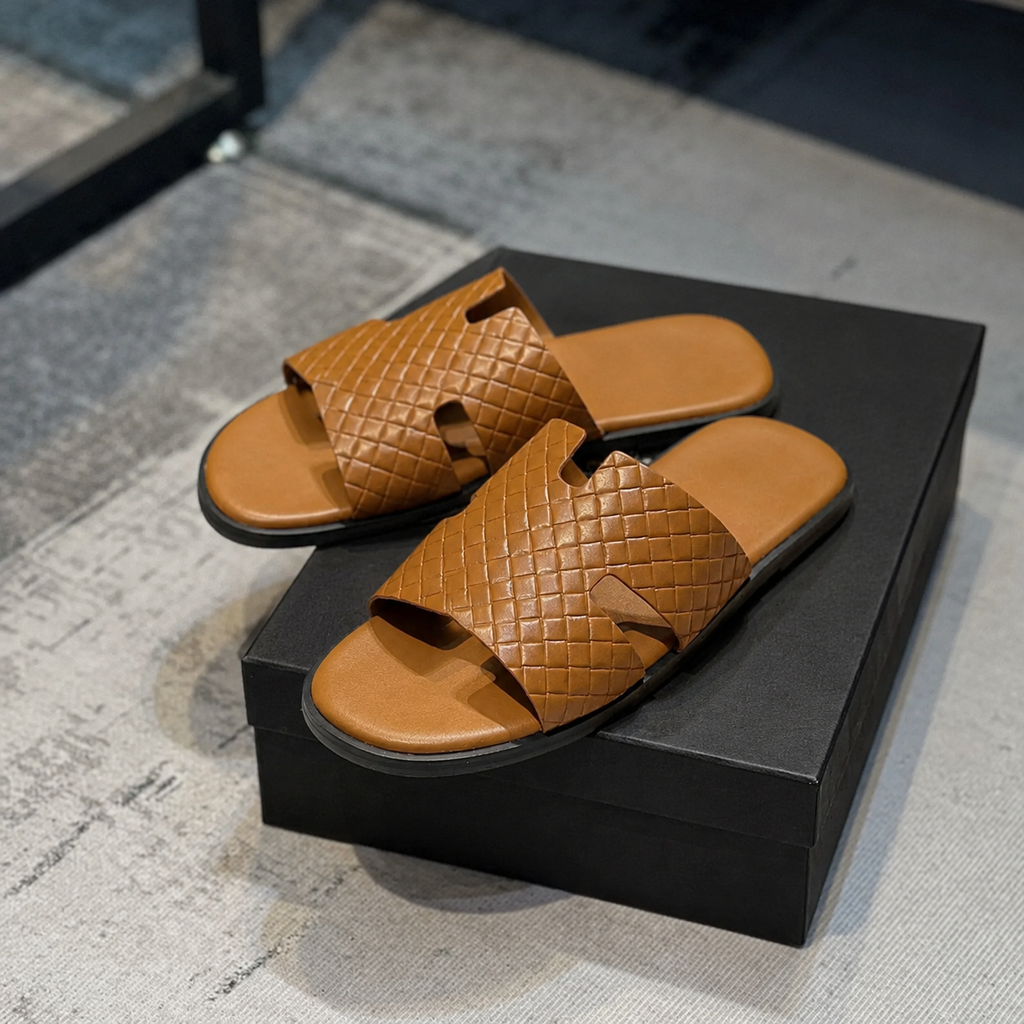 Austin Mens Slippers in Tan Effect Leather