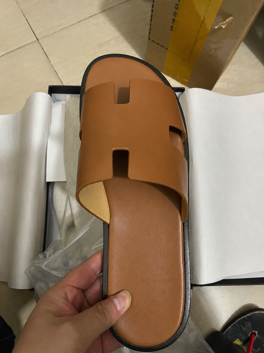 Austin Mens Slippers in Tan Leather