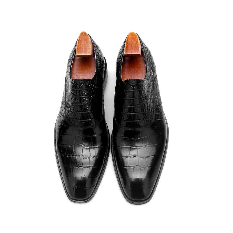 Black Croco Embossed Dress Shoe | Luxe & Craft