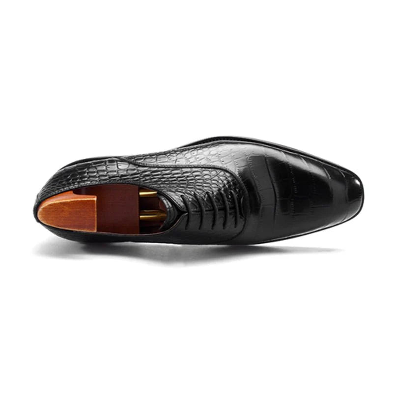 Black Croco Embossed Dress Shoe | Luxe & Craft