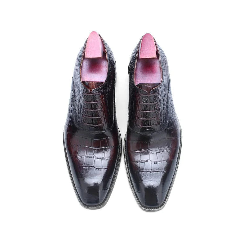 Black Croco Embossed Dress Shoe | Luxe & Craft