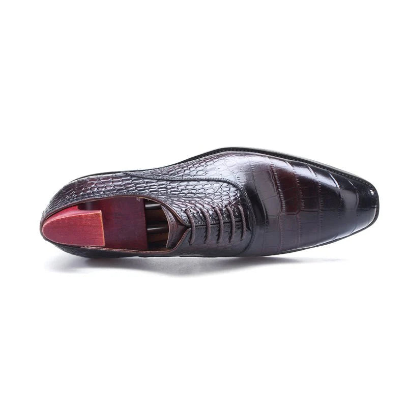 Black Croco Embossed Dress Shoe | Luxe & Craft