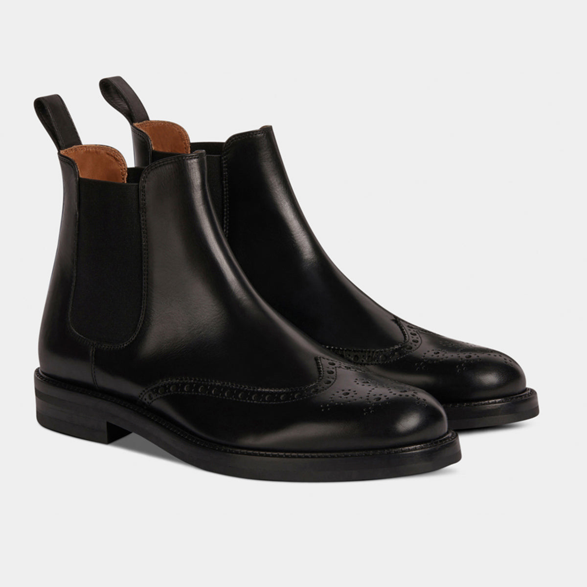 Black Leather Brogue Chelsea Boots -  Handcrafted Elegance | Luxe & Craft