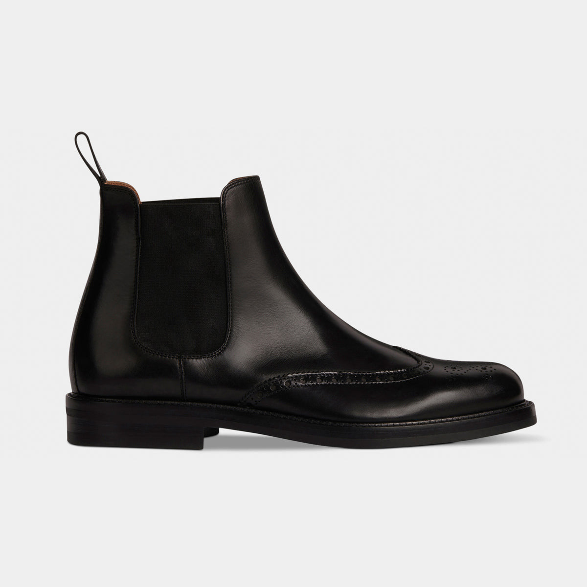 Black Leather Brogue Chelsea Boots -  Handcrafted Elegance | Luxe & Craft