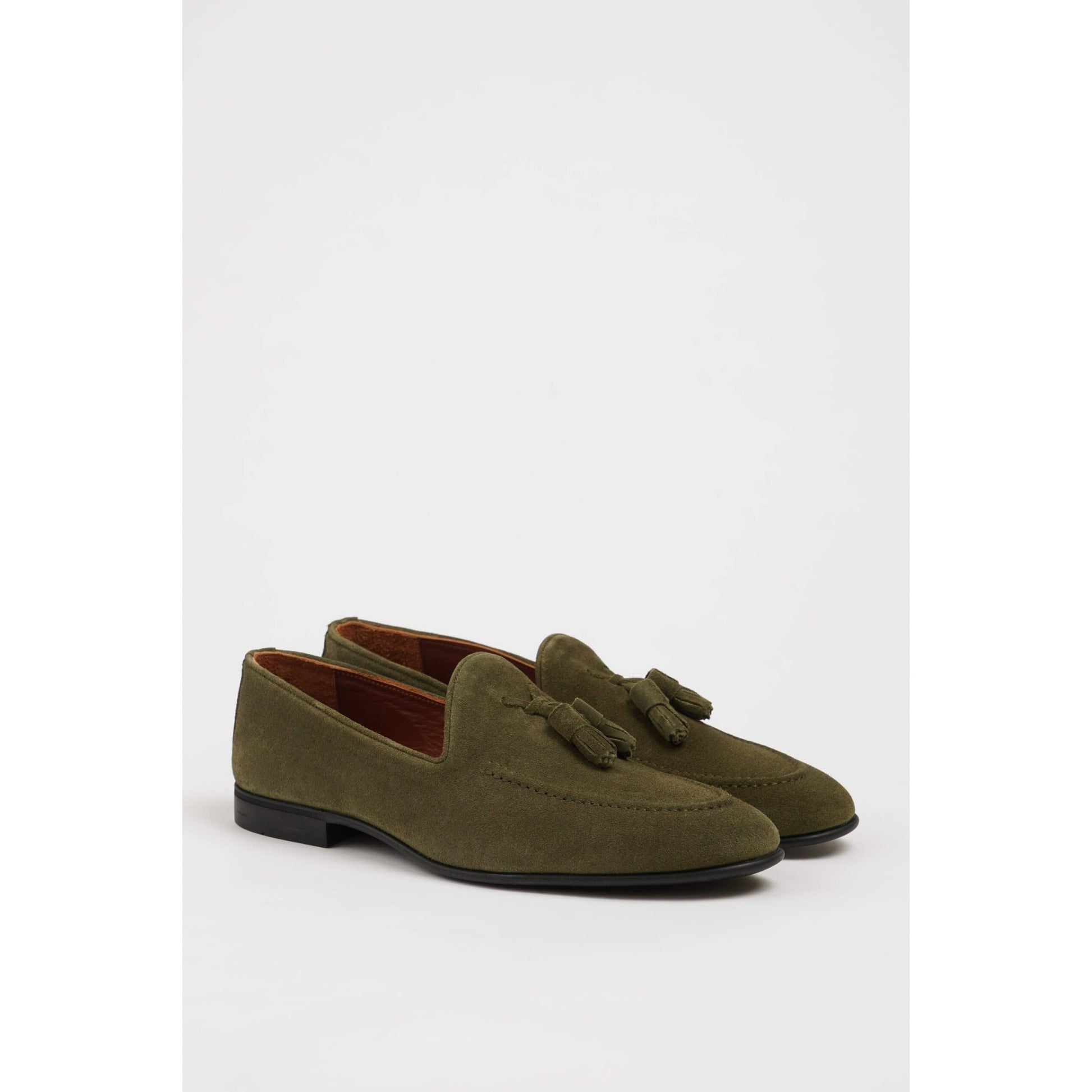 Olive Green Suede Tassel Loafers for Men – Classic & Comfortable | Luxe & Crafts
