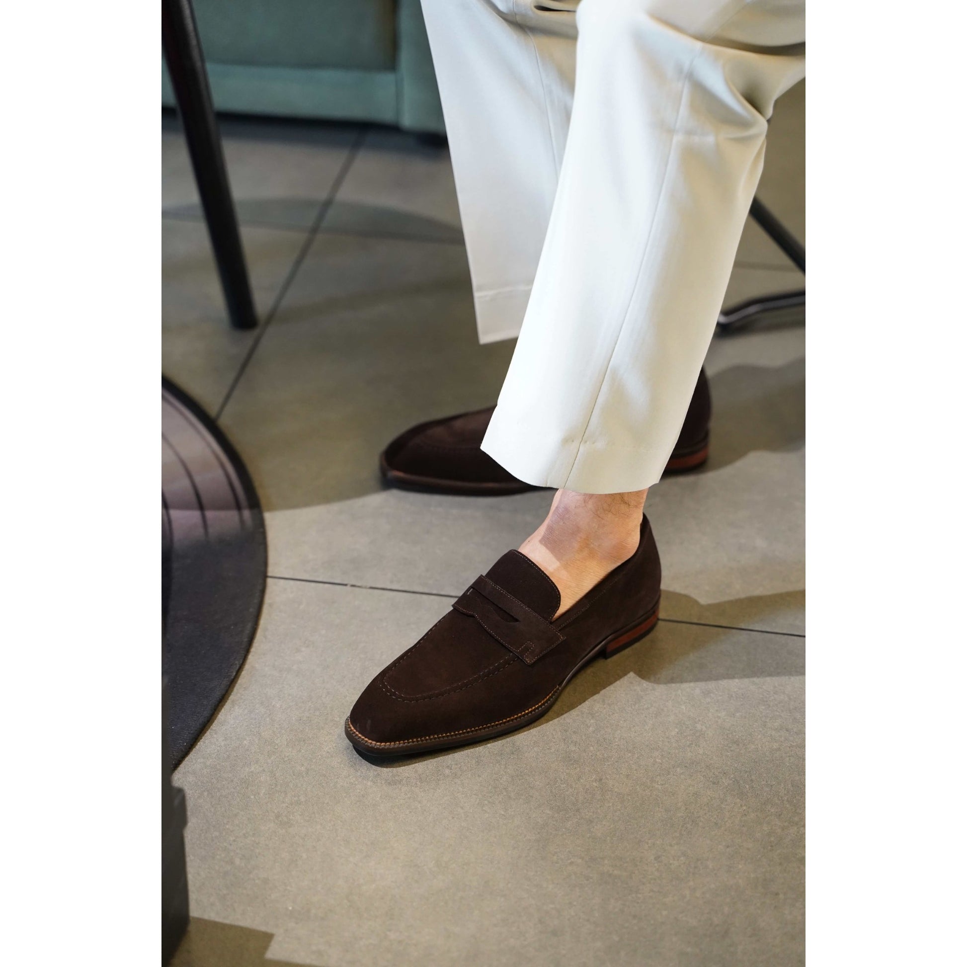 The Derbie Hand-Made Tan Brown Suede Penny Loafers | Luxe & Craft