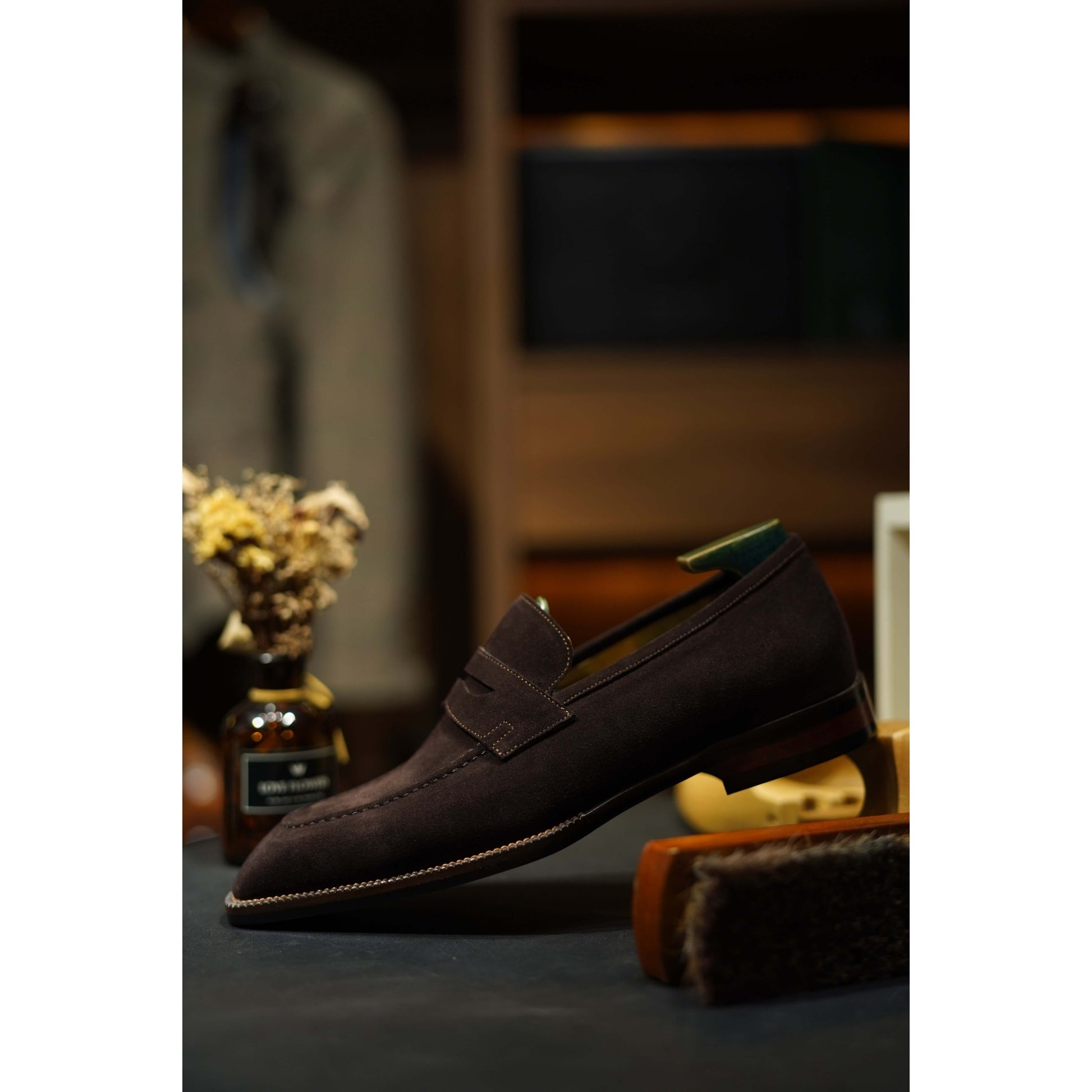 The Derbie Hand-Made Tan Brown Suede Penny Loafers | Luxe & Craft