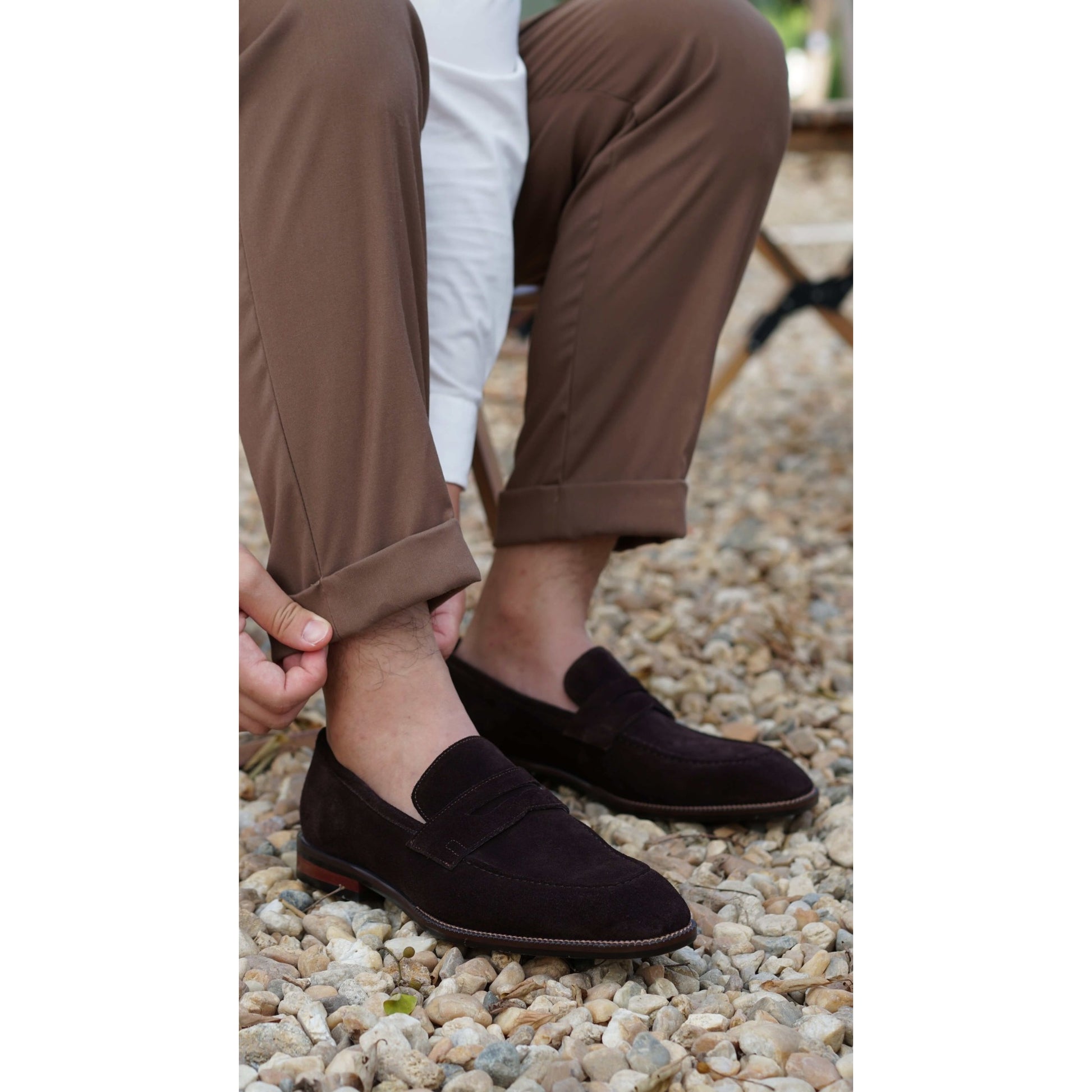 The Derbie Hand-Made Tan Brown Suede Penny Loafers | Luxe & Craft