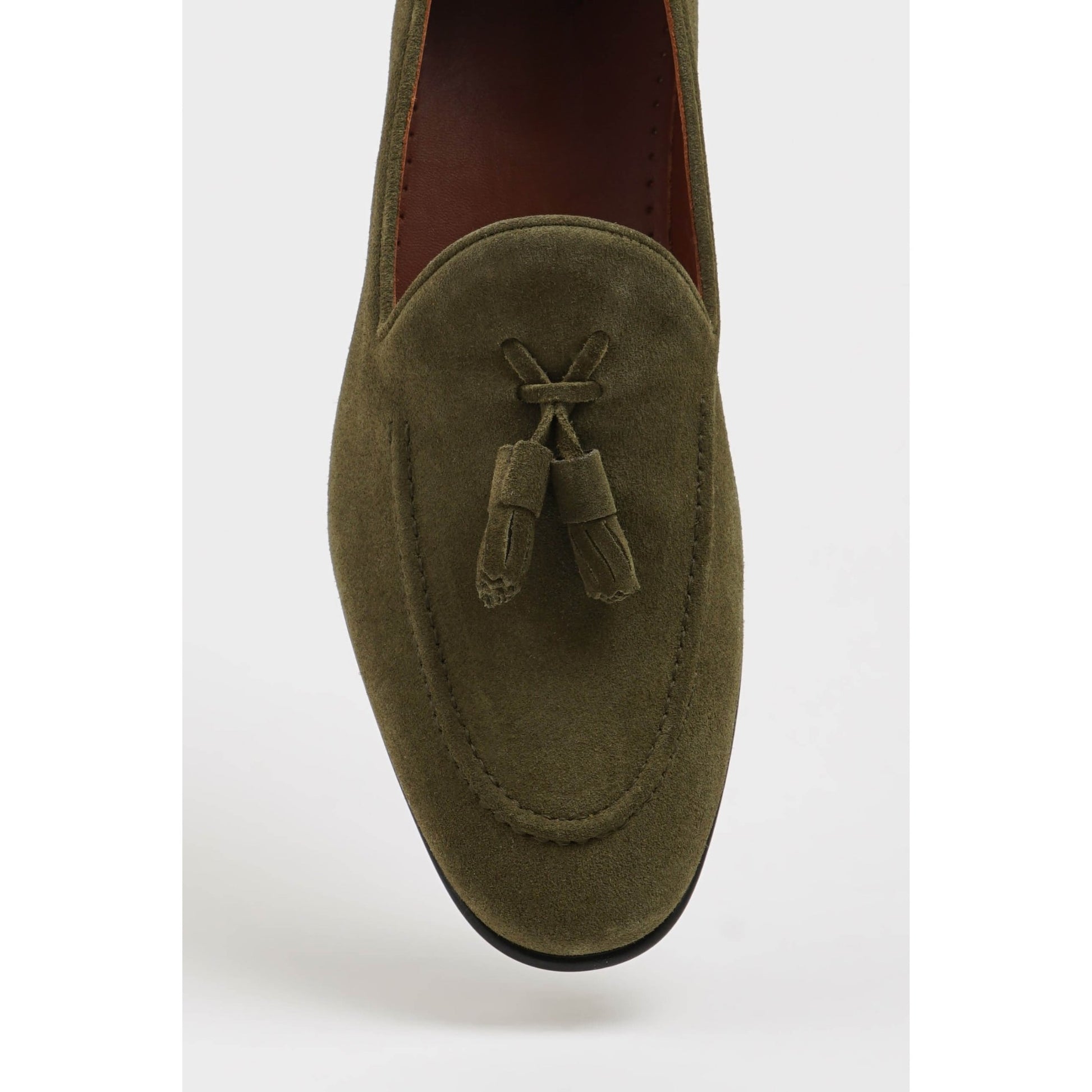 Olive Green Suede Tassel Loafers for Men – Classic & Comfortable | Luxe & Crafts