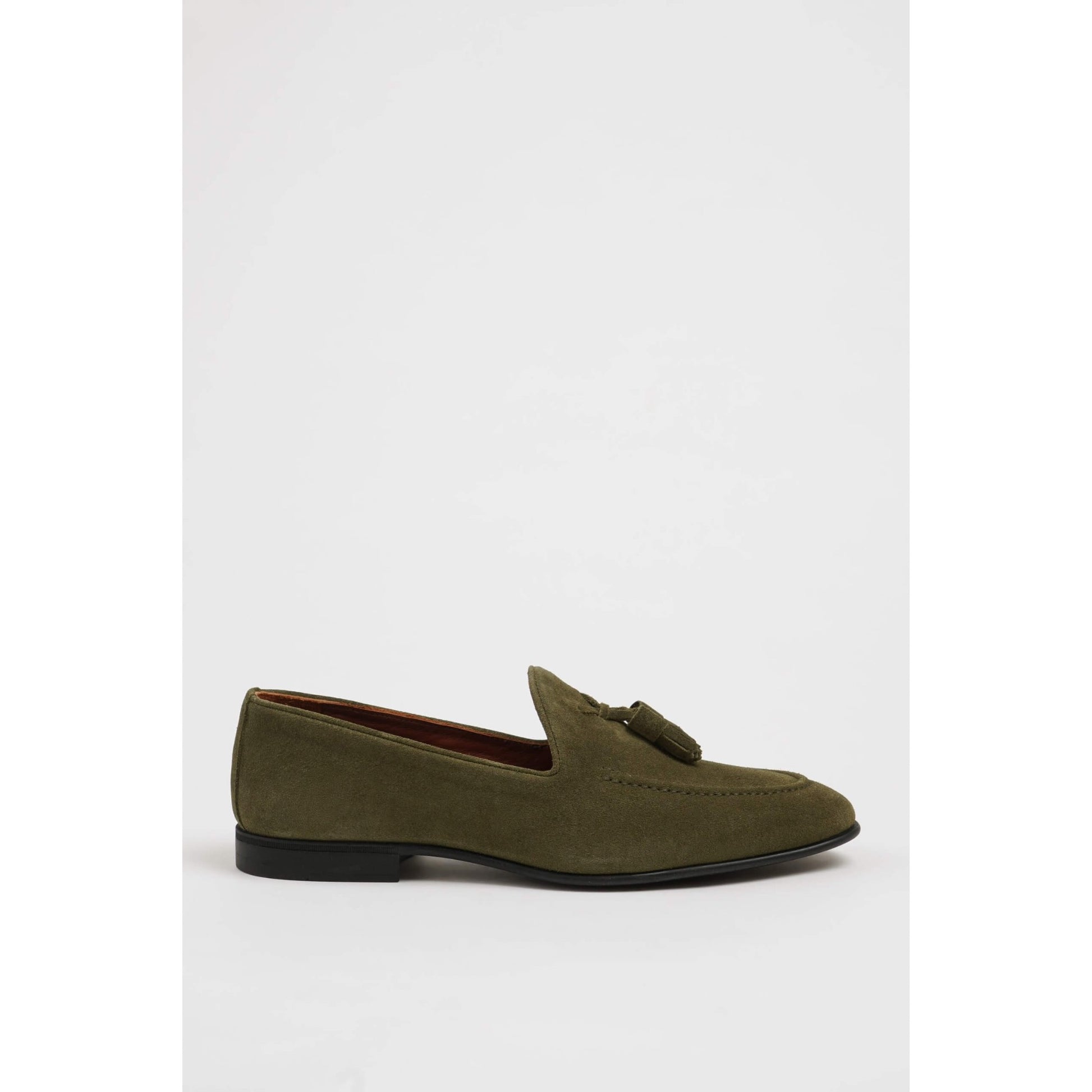 Olive Green Suede Tassel Loafers for Men – Classic & Comfortable | Luxe & Crafts