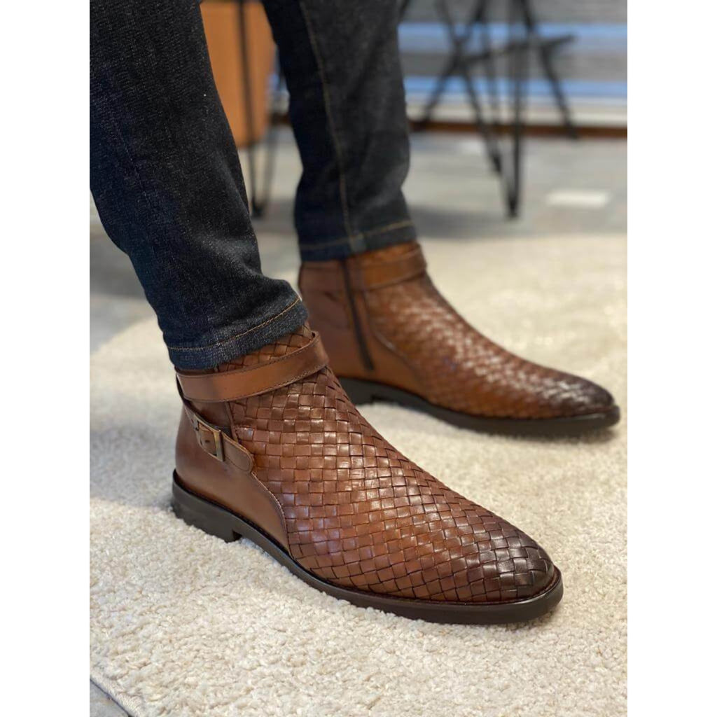 Handwoven Camel Leather Chelsea Boots – Luxe Edition | Luxe & Craft