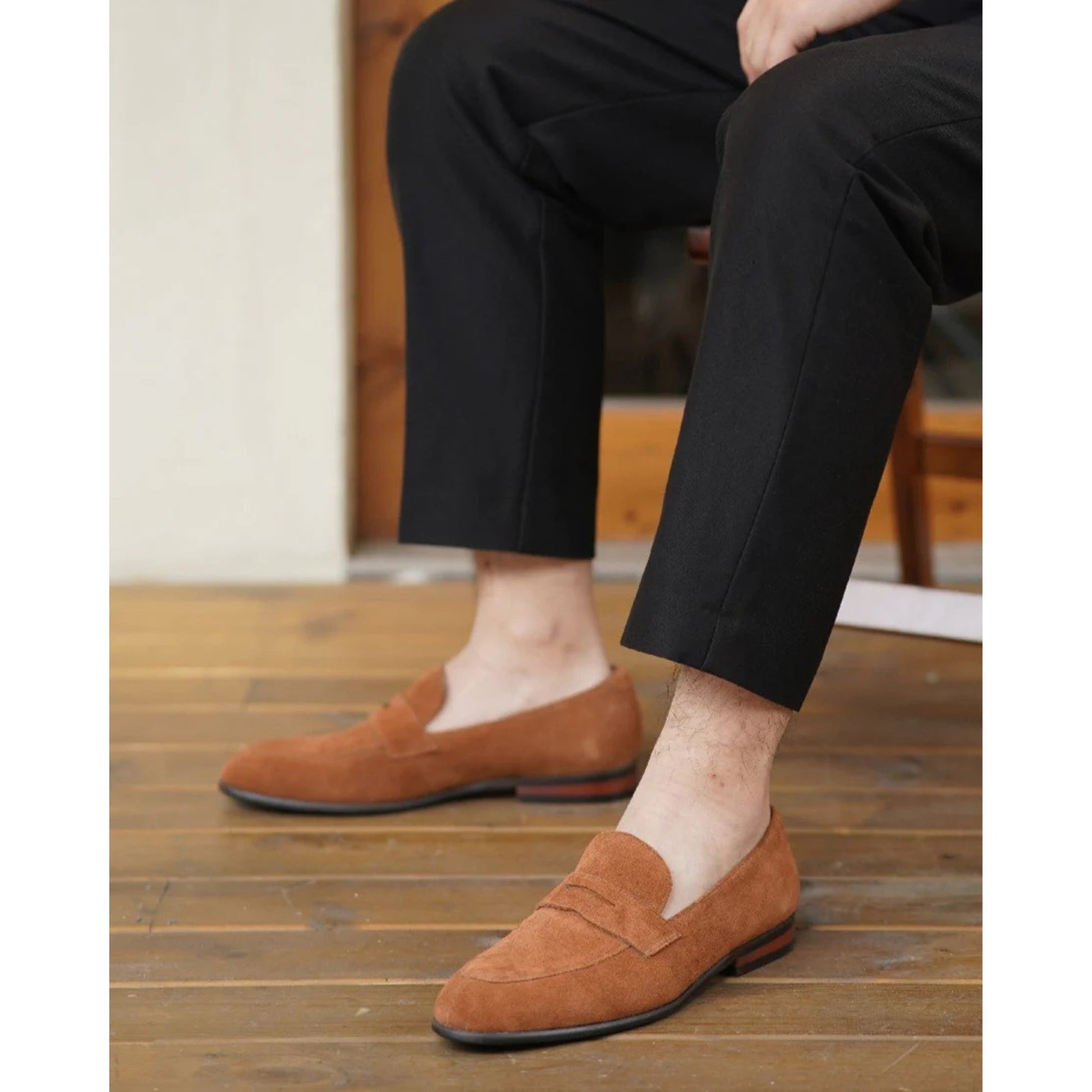 The Hand-Made Tan Brown Suede Penny Loafers | Luxe & Craft