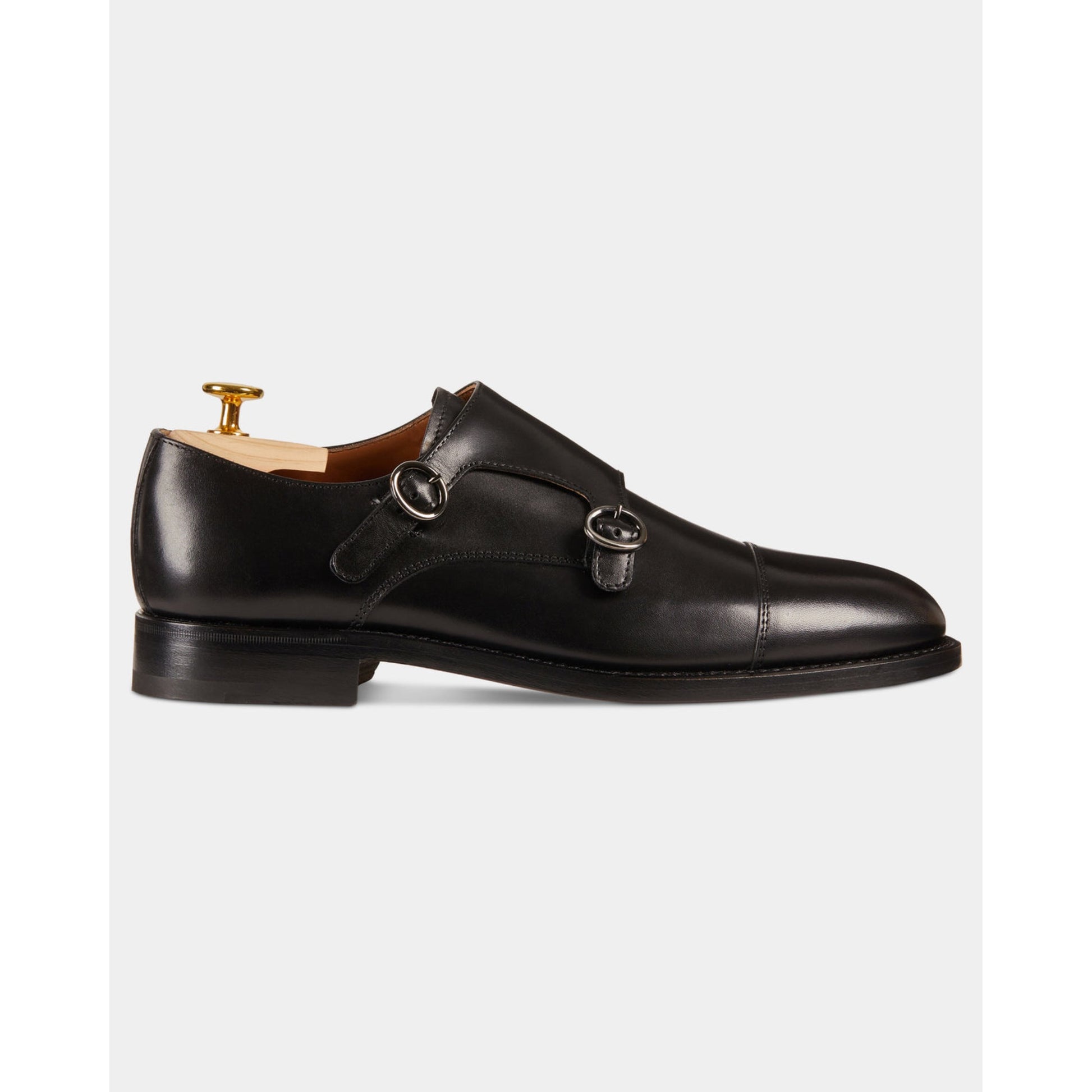 Black Double Monk Strap Shoe | Luxe & Craft