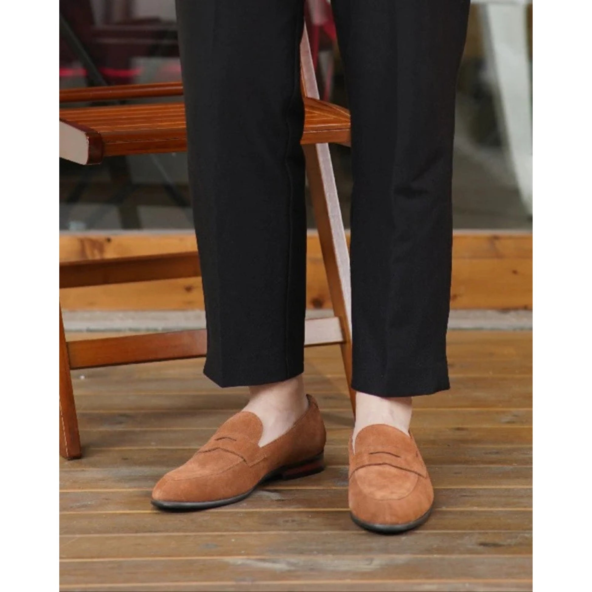 The Hand-Made Tan Brown Suede Penny Loafers | Luxe & Craft
