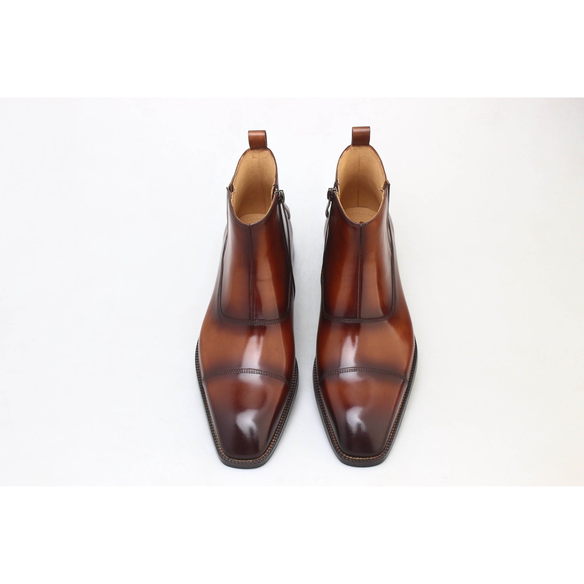 Elegant Men’s Leather Boots – Square Toe with Rich Patina Black | Luxe & Craft