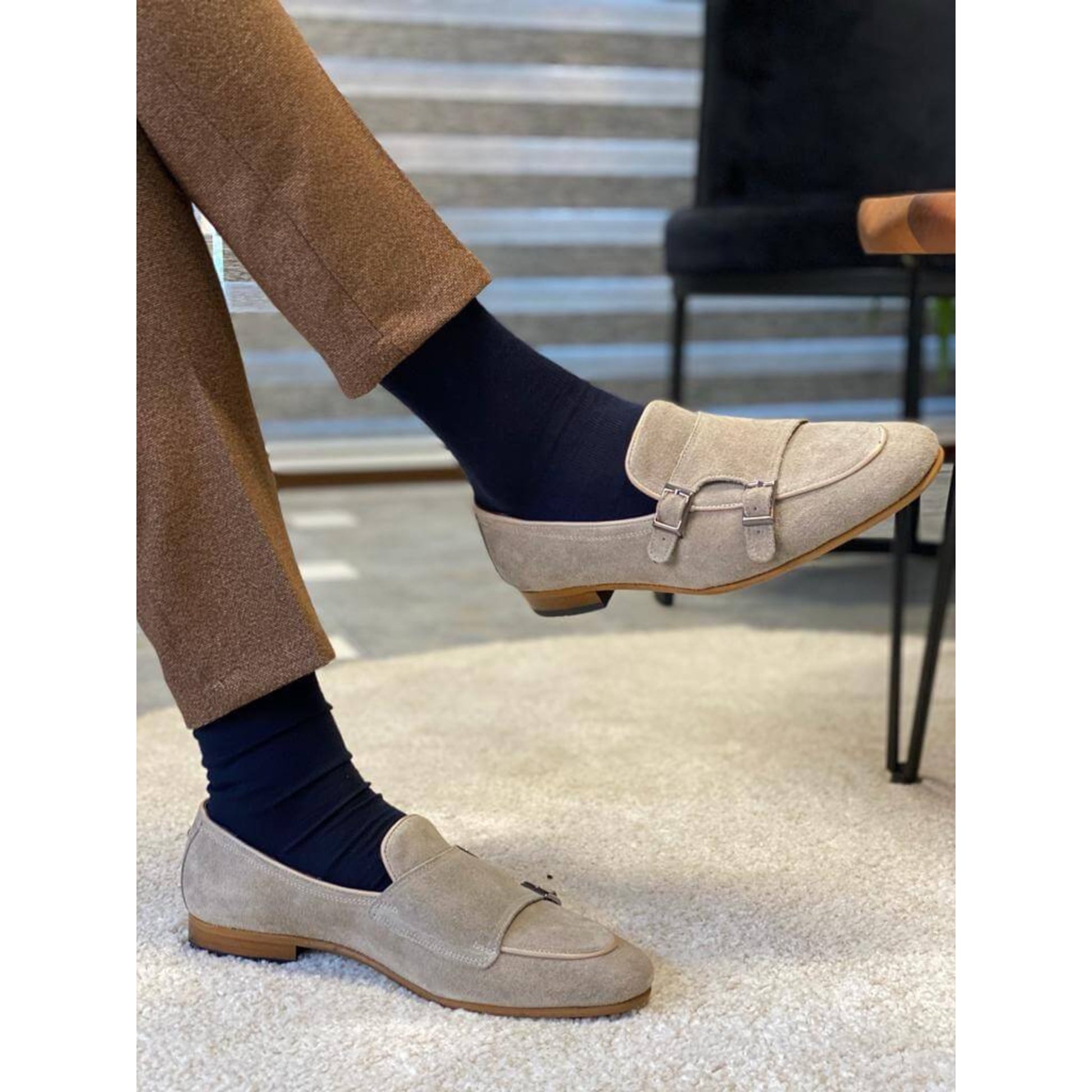 The Monk Strap Double Buckle Beige Shoe | Luxe & Craft