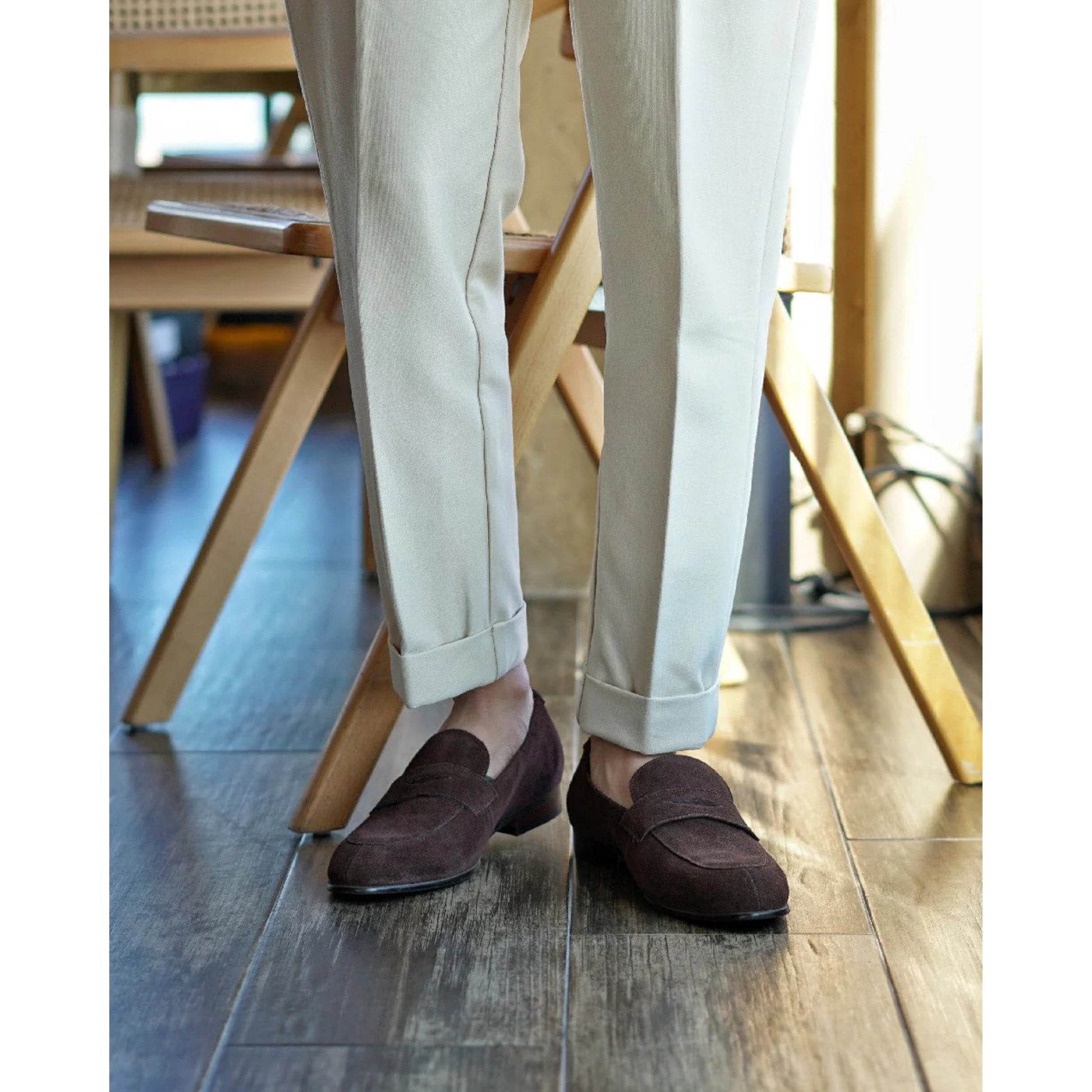 The Hand-Made Dark Brown Suede Penny Loafers | Luxe & Craft