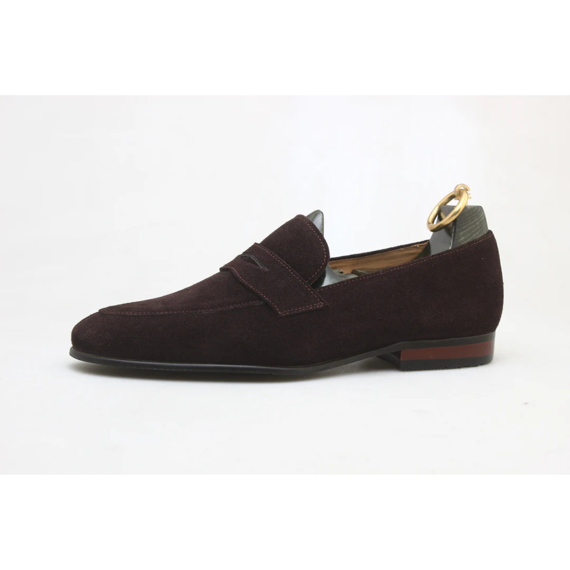 The Hand-Made Dark Brown Suede Penny Loafers | Luxe & Craft