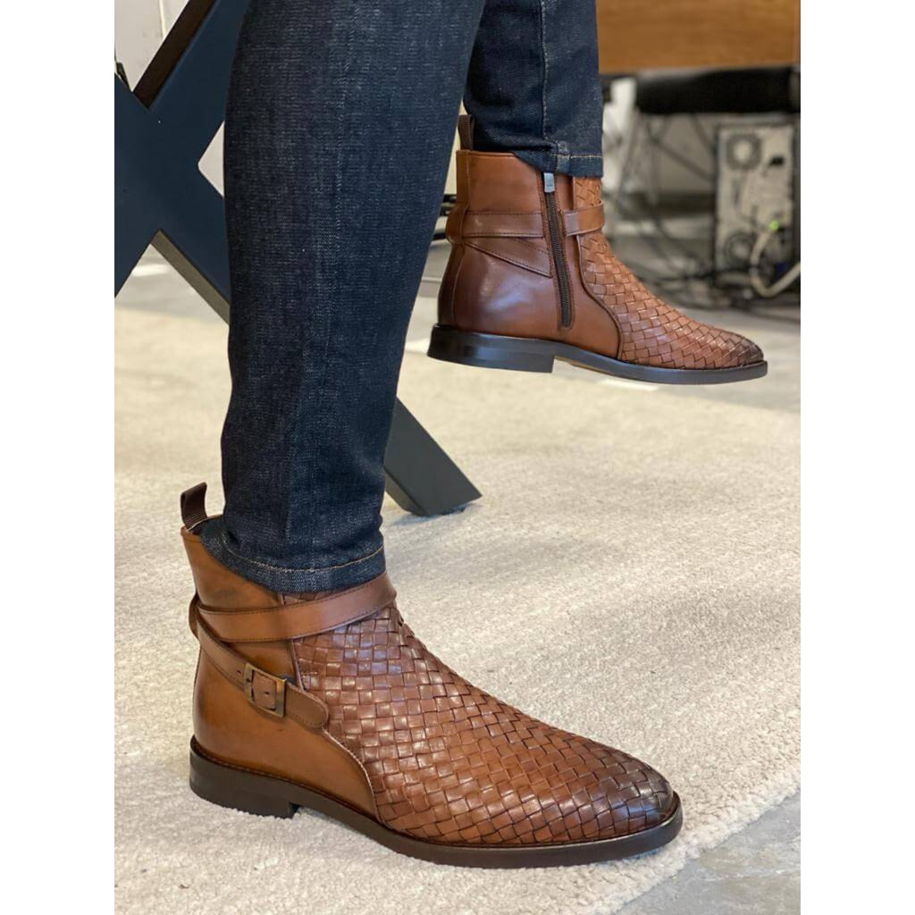 Handwoven Camel Leather Chelsea Boots – Luxe Edition | Luxe & Craft