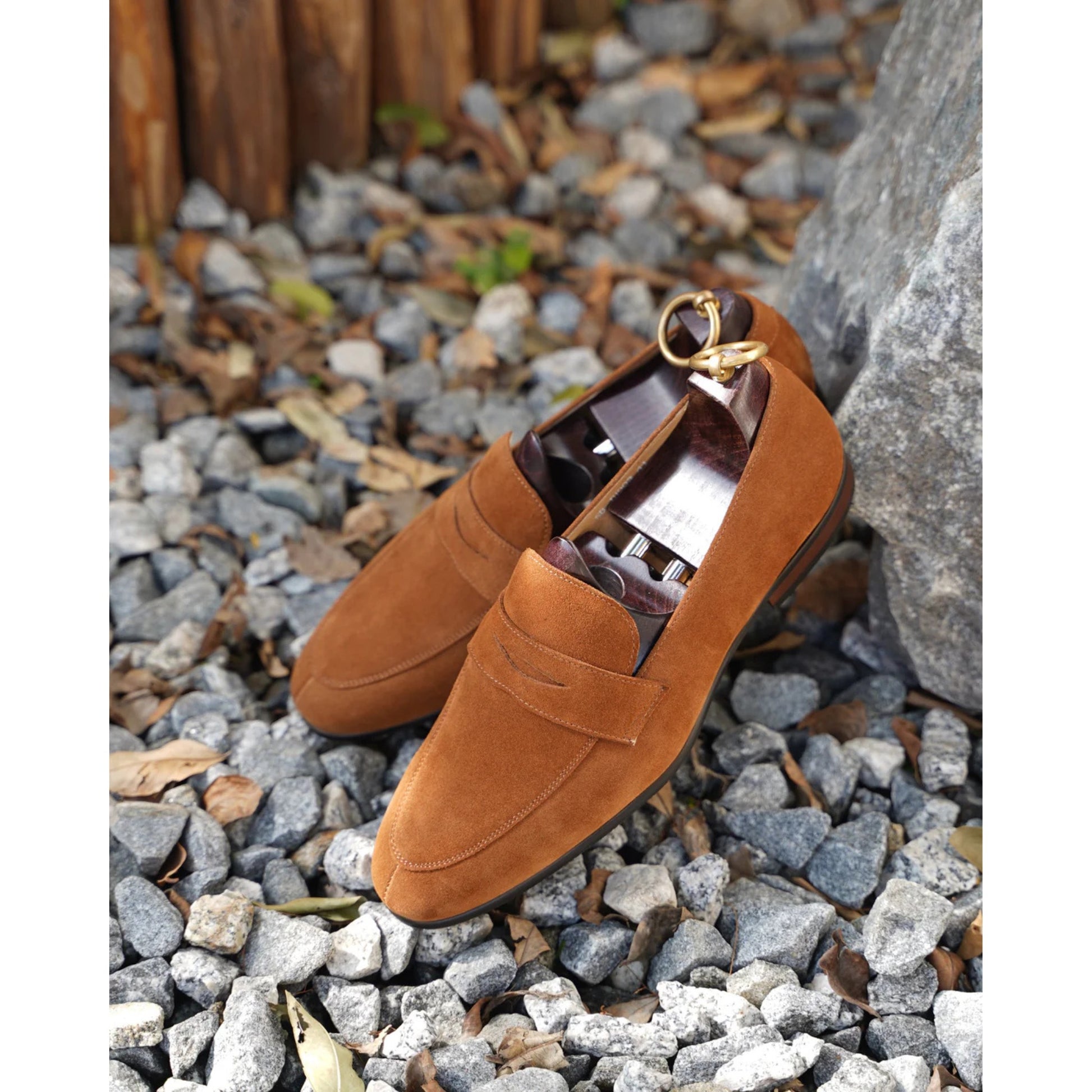 The Hand-Made Tan Brown Suede Penny Loafers | Luxe & Craft