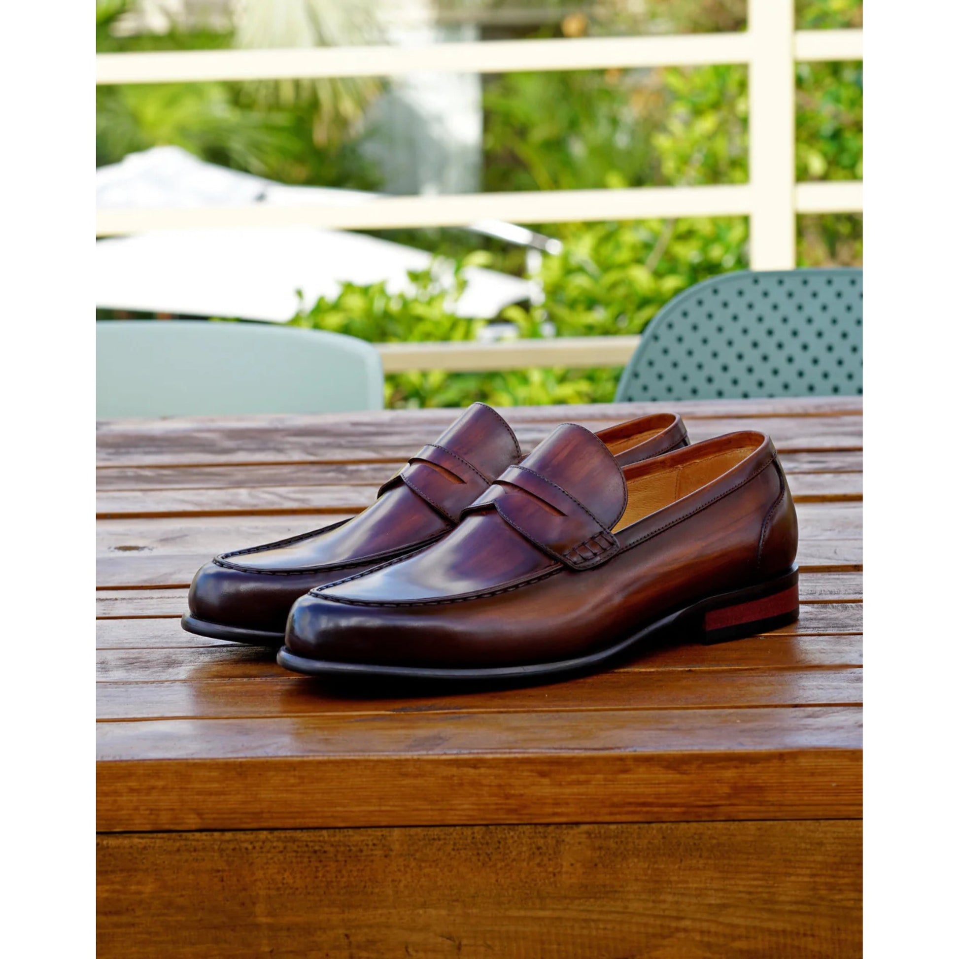 Espresso Tan Brown Penny Loafers  Hand-Painted Luxury | Luxe & Craft