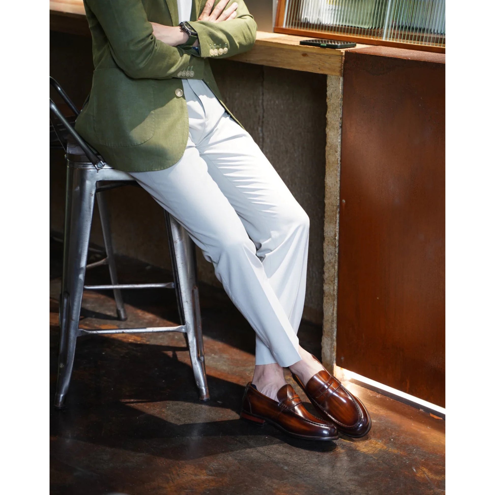 Espresso Tan Brown Penny Loafers  Hand-Painted Luxury | Luxe & Craft