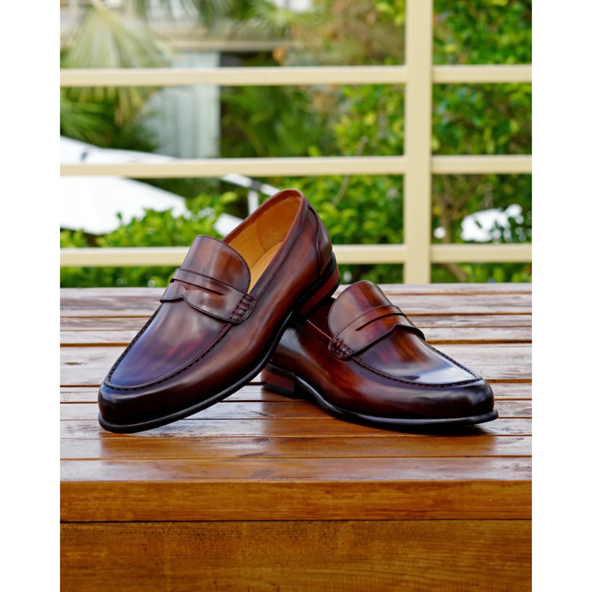 Espresso Tan Brown Penny Loafers  Hand-Painted Luxury | Luxe & Craft