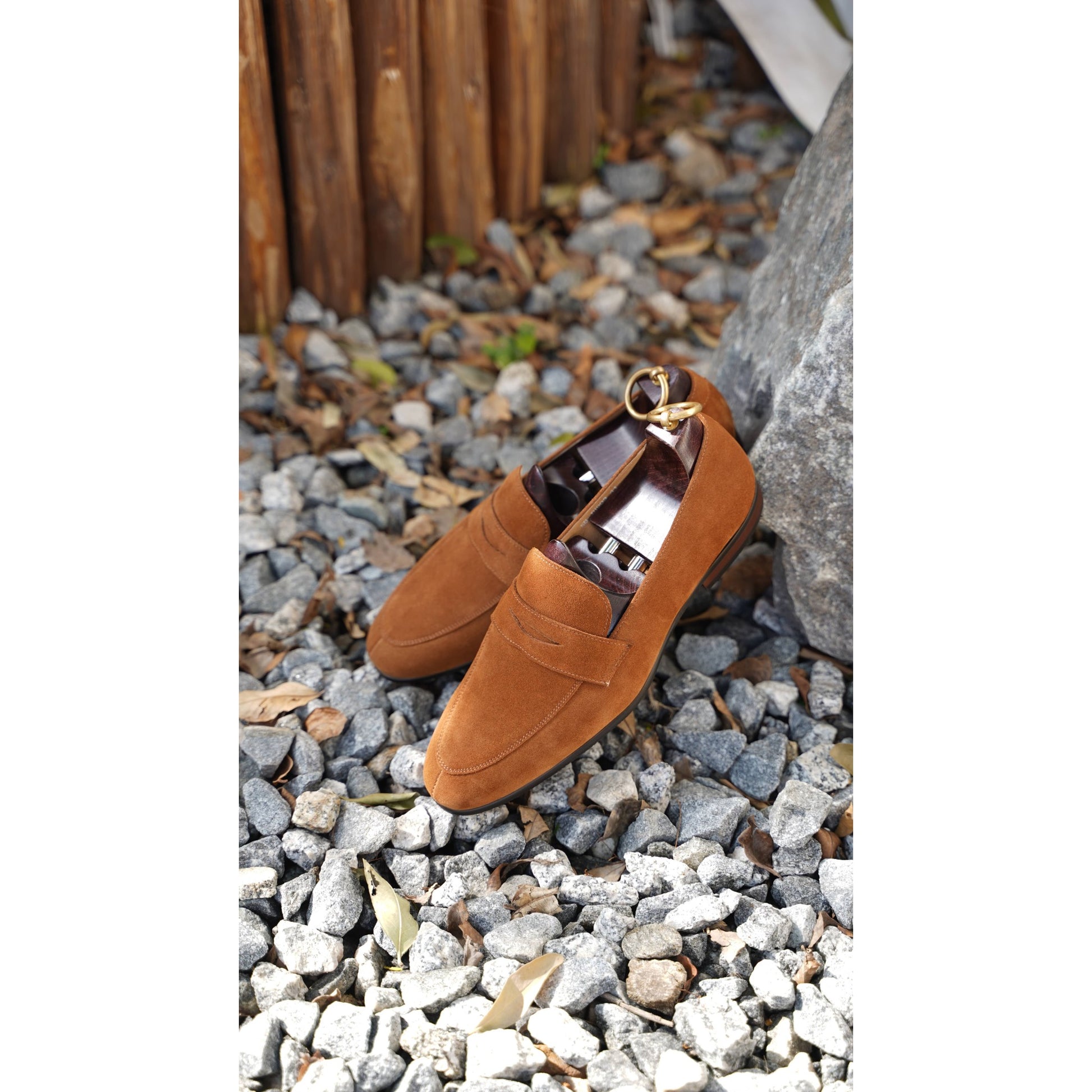 The Derbie Hand-Made Tan Brown Suede Penny Loafers | Luxe & Craft