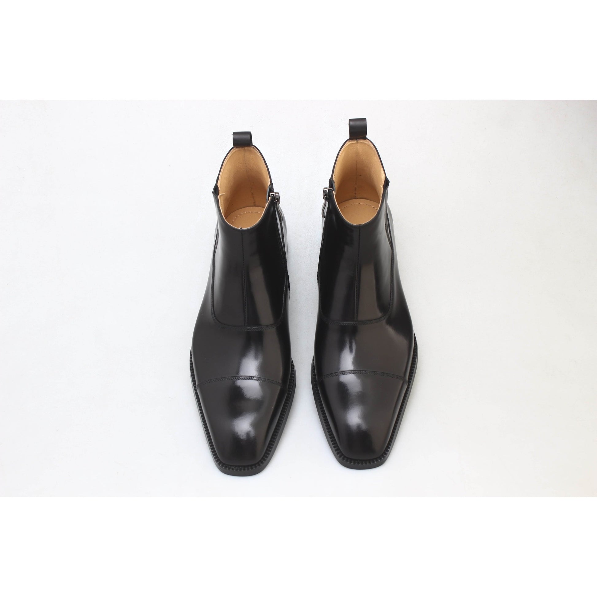 Elegant Men’s Leather Boots – Square Toe with Rich Patina Black | Luxe & Craft