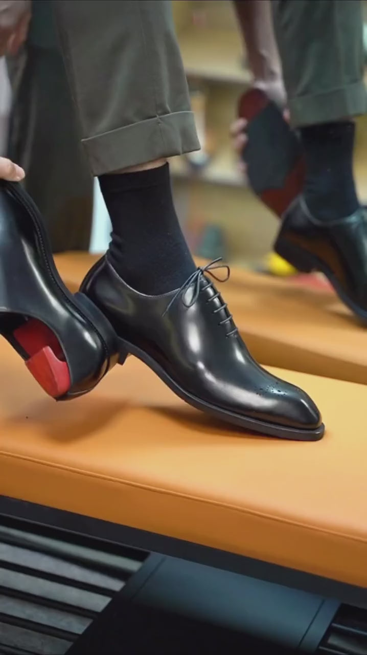 Black Italian Wingtip Wholecut Shoes | Luxe & Craft